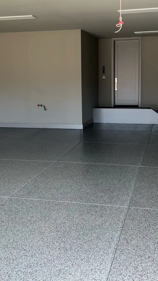 Gravel flake floor in a finished garage