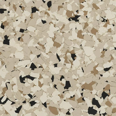 Decorative terrazzo pattern with irregular beige, tan, cream, and black chips.