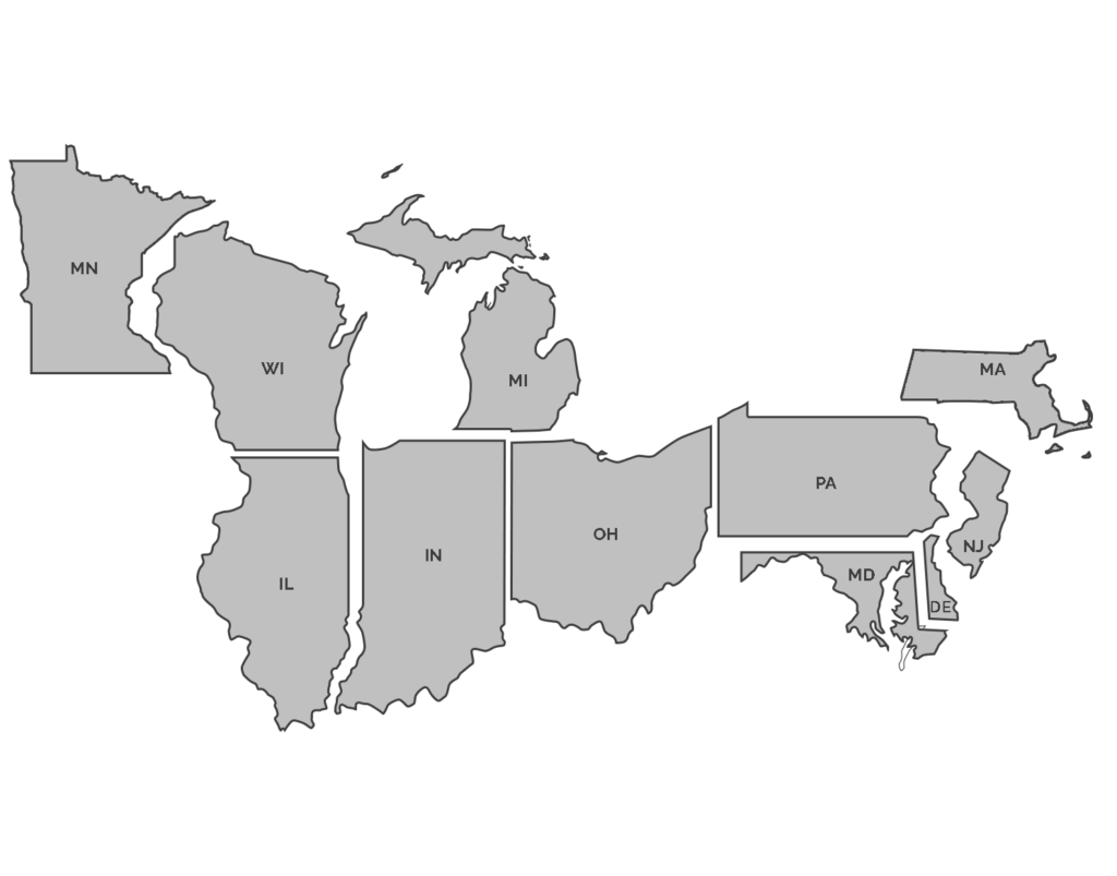 A graphic image of the map that Comer & Cross works in