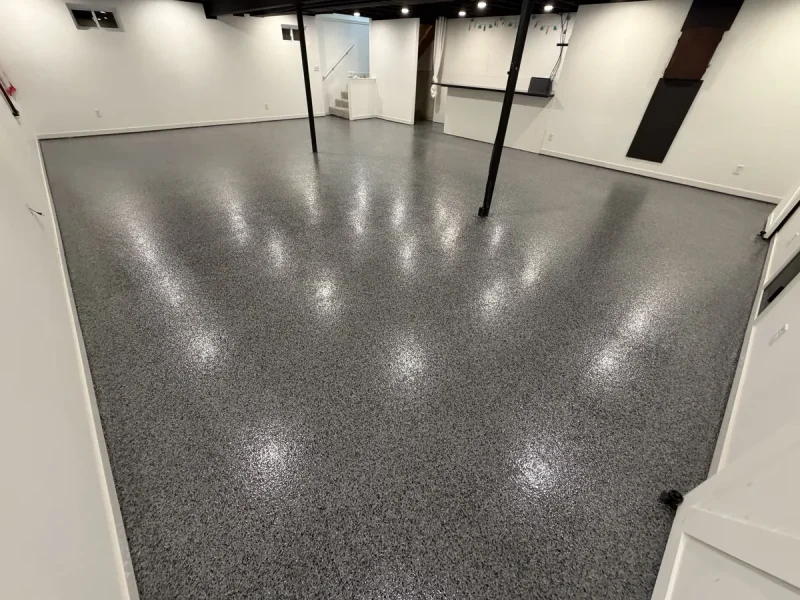 The same basement floor after a Comer & Cross coating
