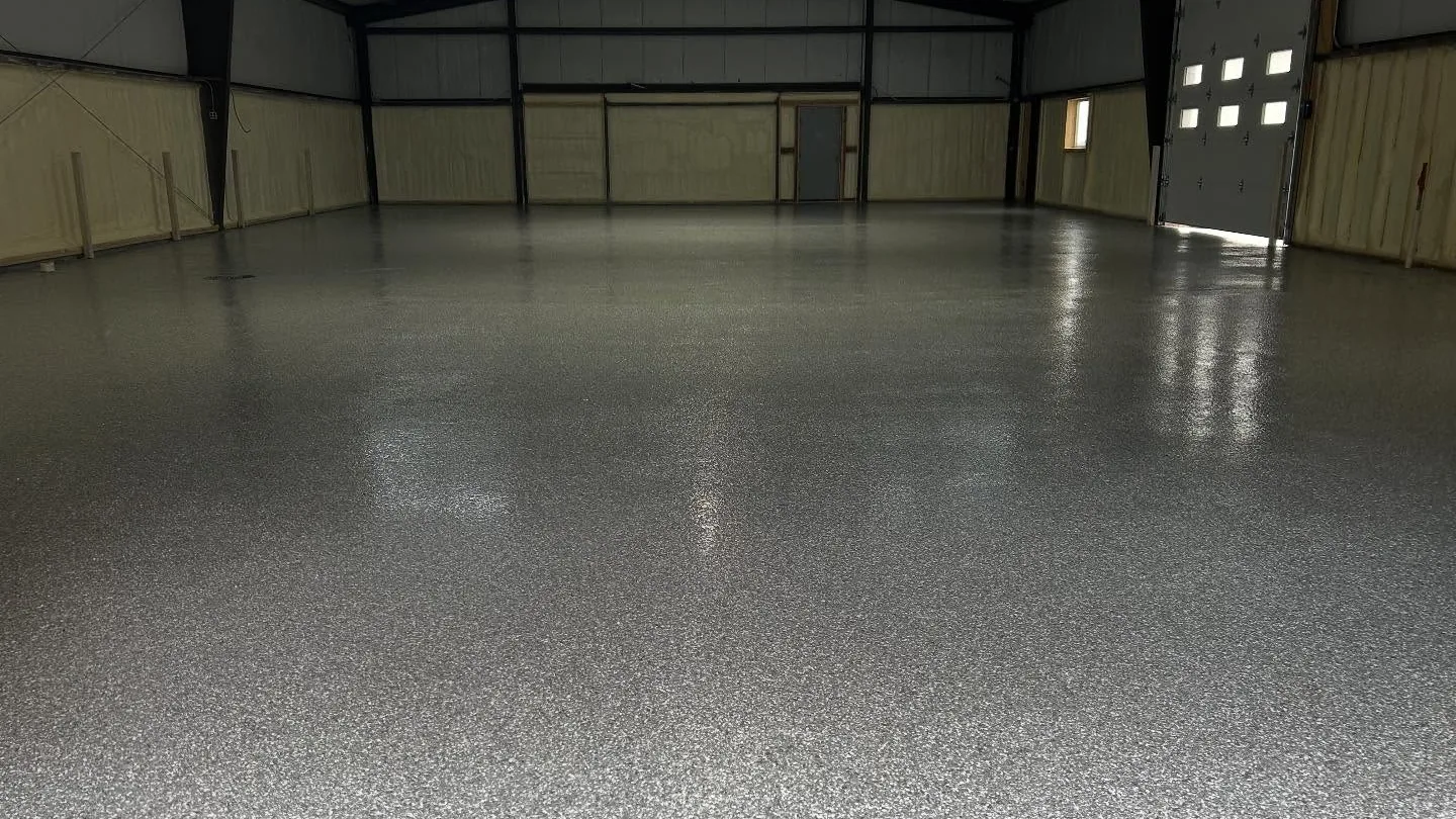 Commercial floor coated with polyaspartic system