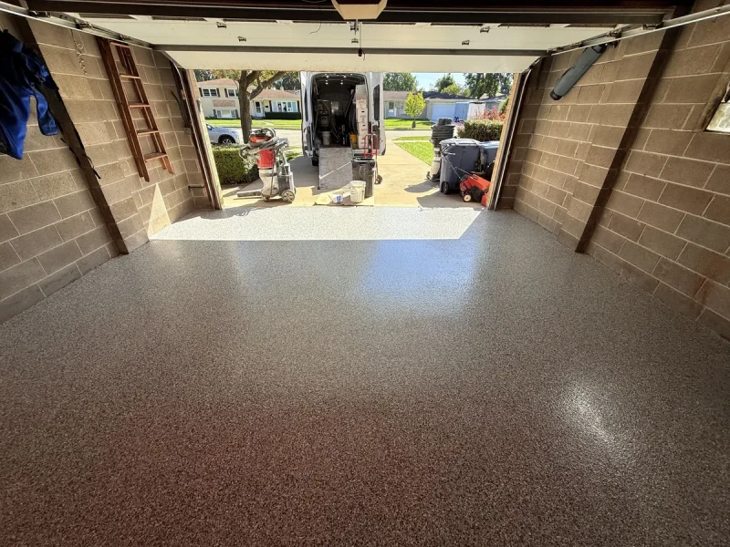 The same garage floor after a Comer & Cross coating
