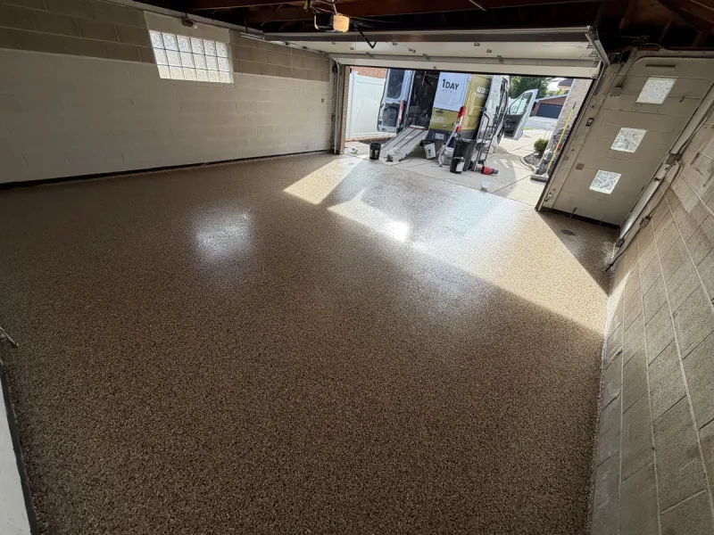 The same garage floor after a Comer & Cross coating