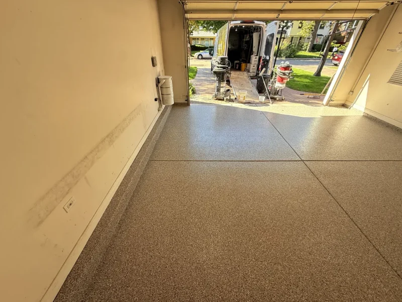 The same garage floor after a Comer & Cross coating