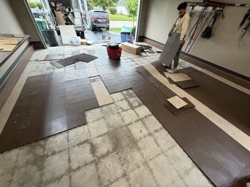 Garage floor before a Comer & Cross coating