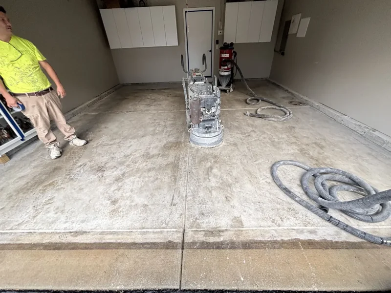 Garage floor before a Comer & Cross coating