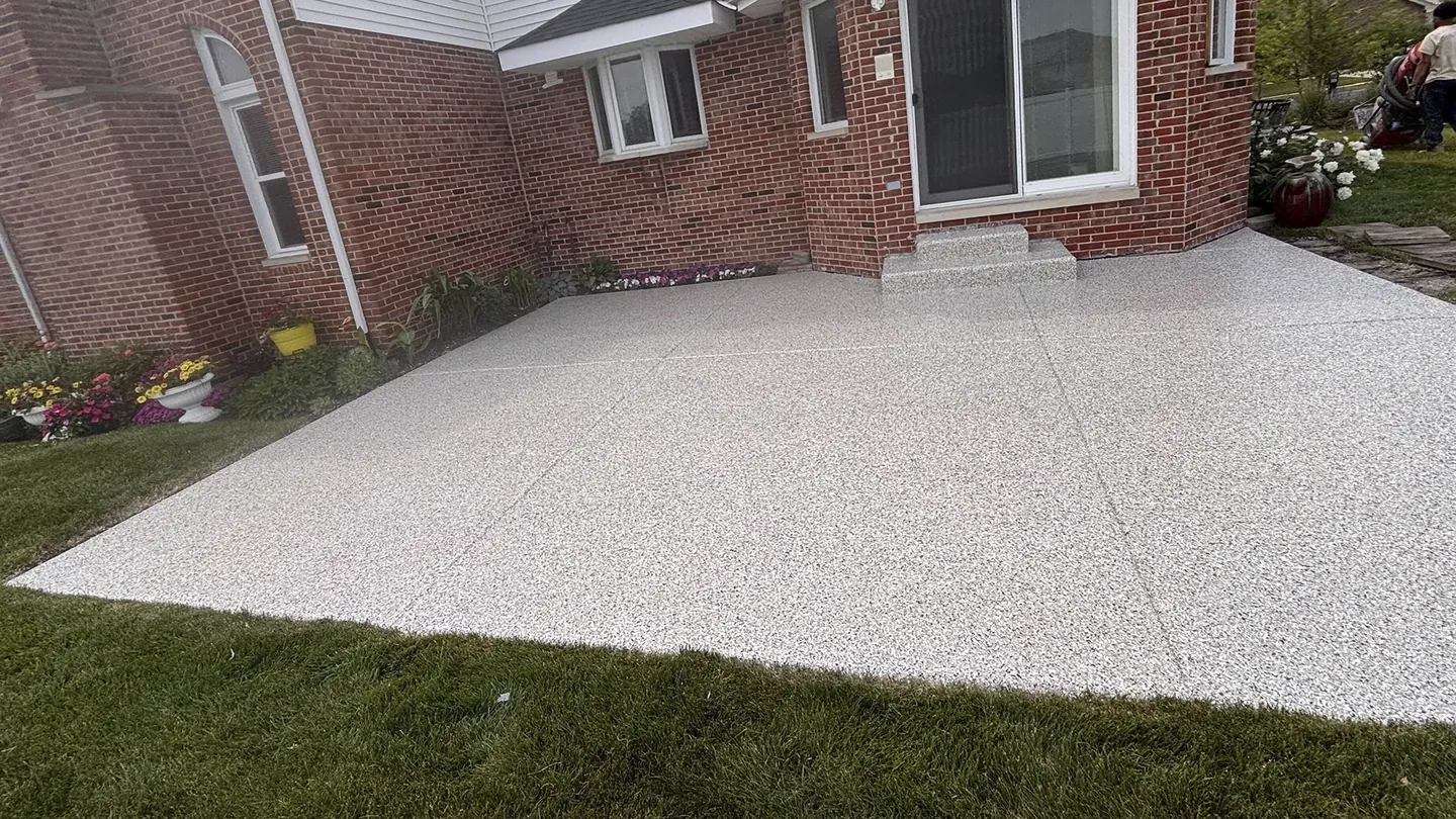 Patio coated with Comer & Cross polyurea flooring